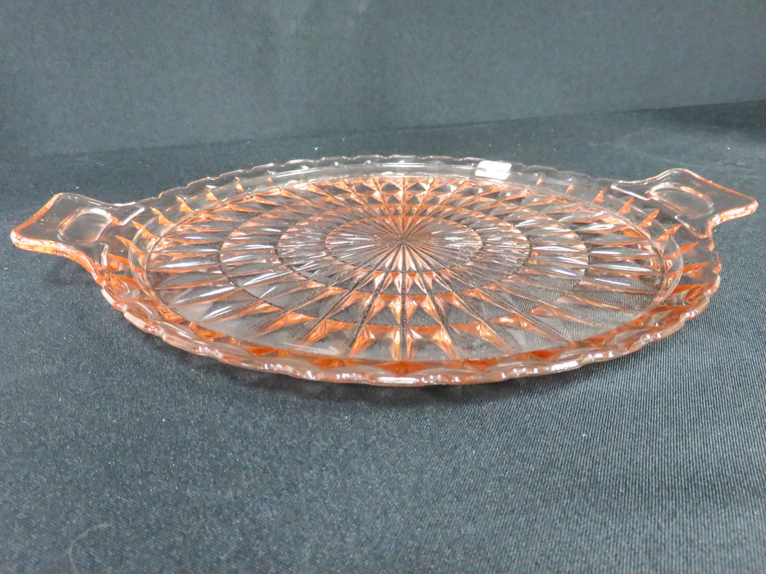 Pink Glass Cake Plate