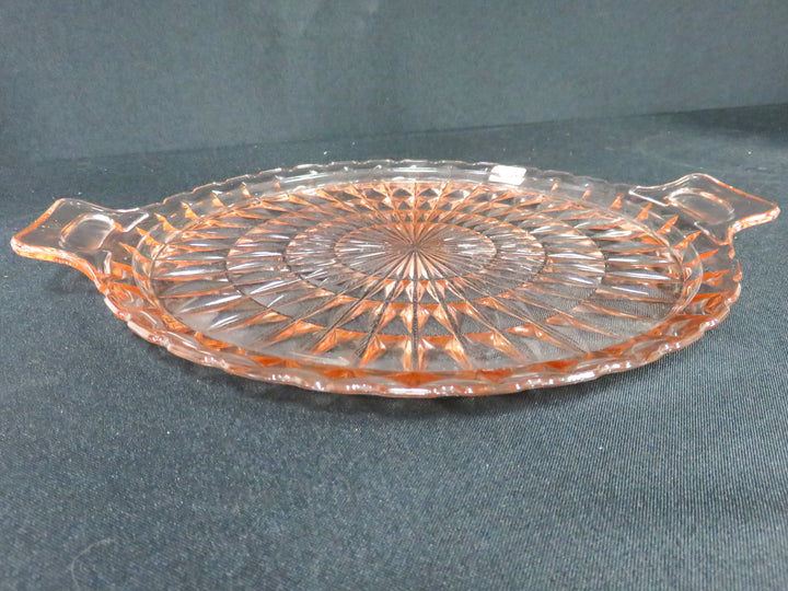 Pink Glass Cake Plate
