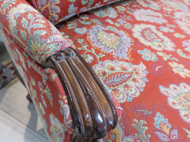 Taylor & King Red Bergere Chair & Ottoman