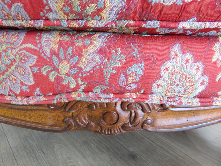 Taylor & King Red Bergere Chair & Ottoman