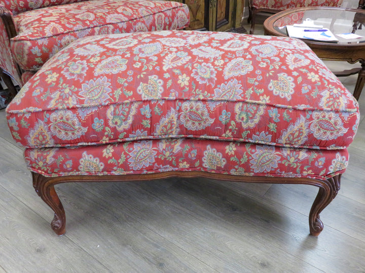 Taylor & King Red Bergere Chair & Ottoman