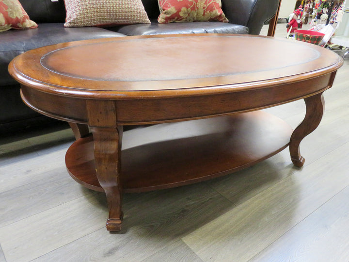 Oval Coffee Table With Leather Top