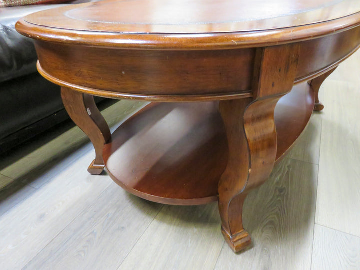 Oval Coffee Table With Leather Top
