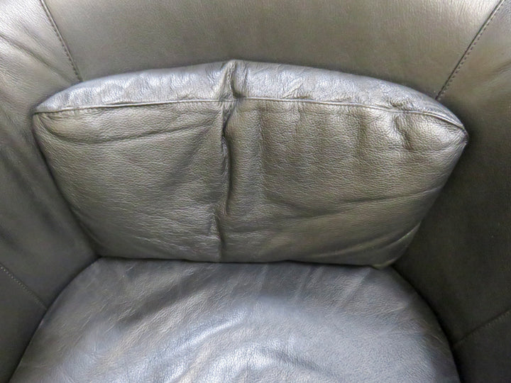 Black Leather Barrel Chair