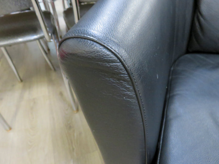 Black Leather Barrel Chair