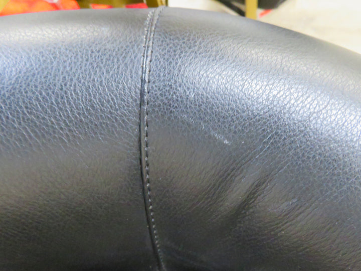 Black Leather Barrel Chair