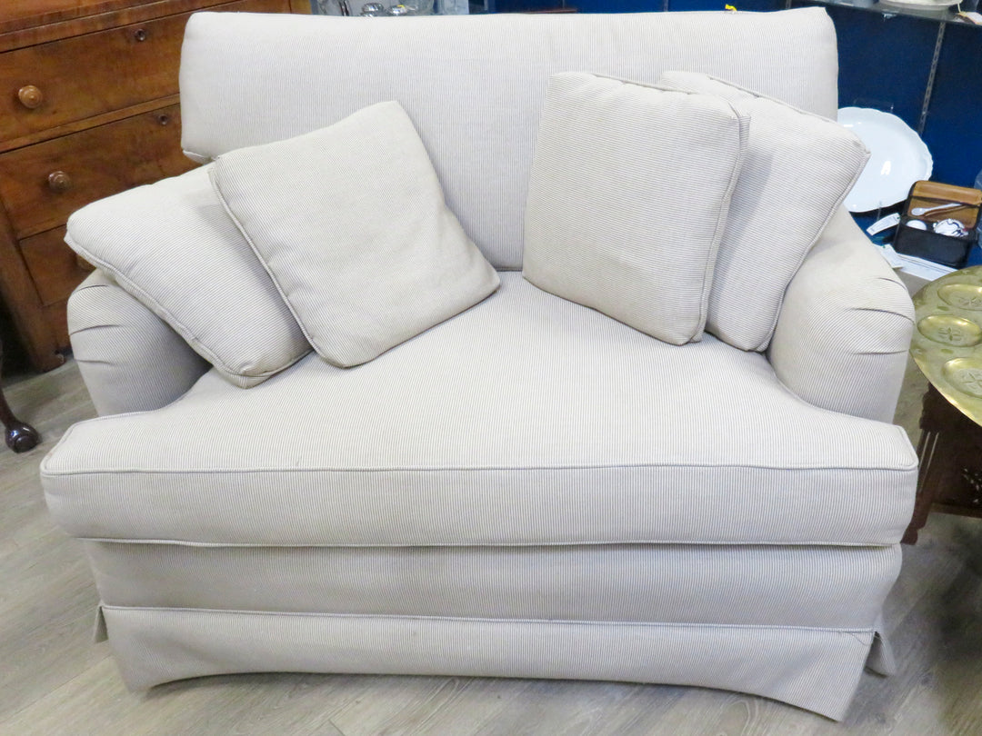 Beige Striped Love Seat