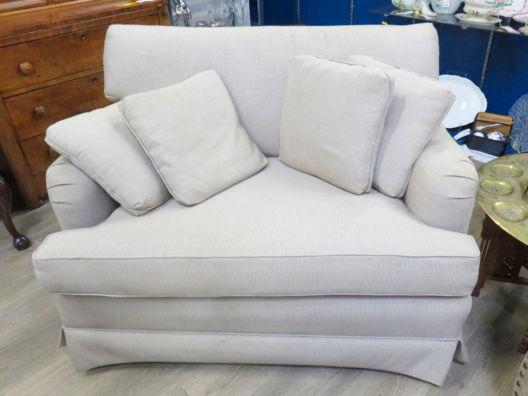 Beige Striped Love Seat