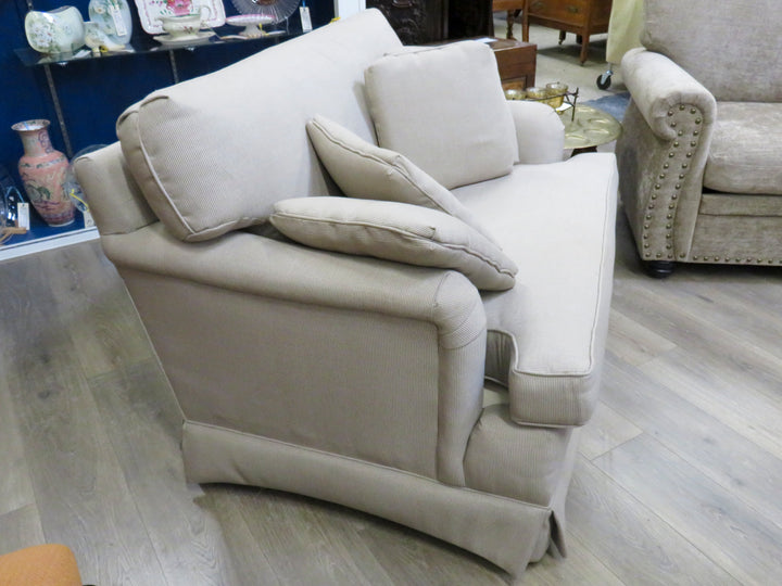 Beige Striped Love Seat
