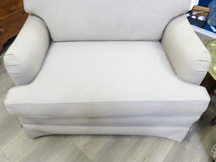 Beige Striped Love Seat