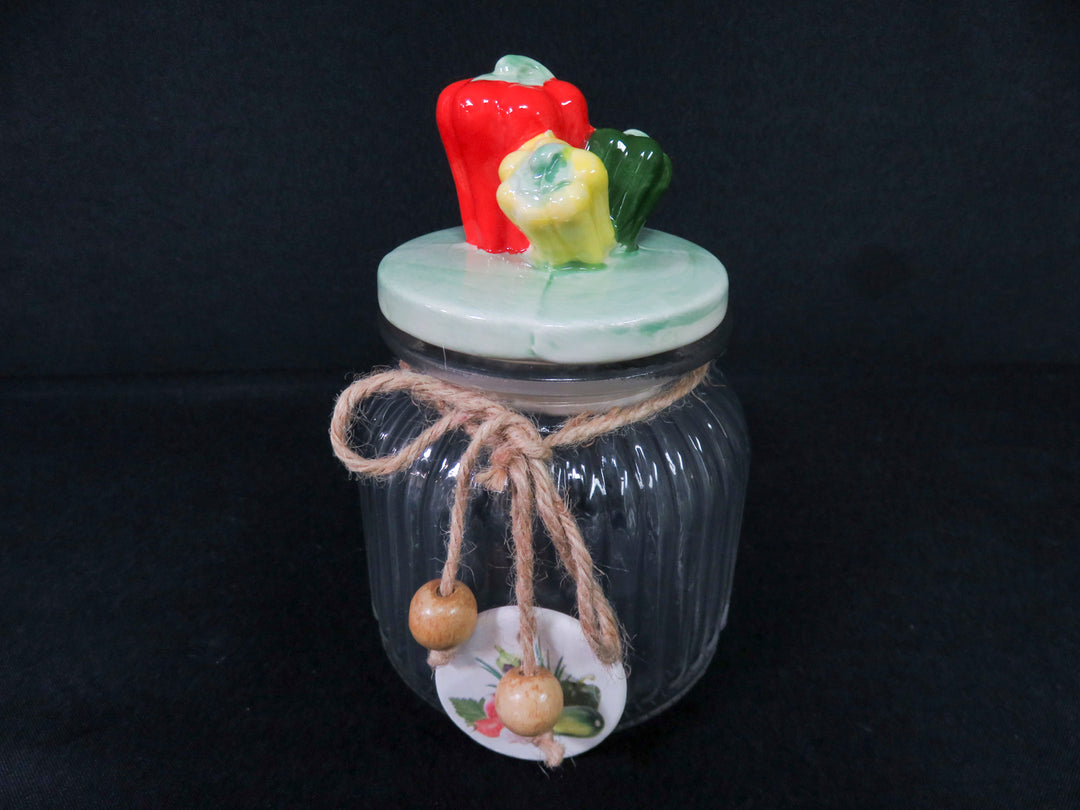 Vintage Ribbed Glass Canister Set