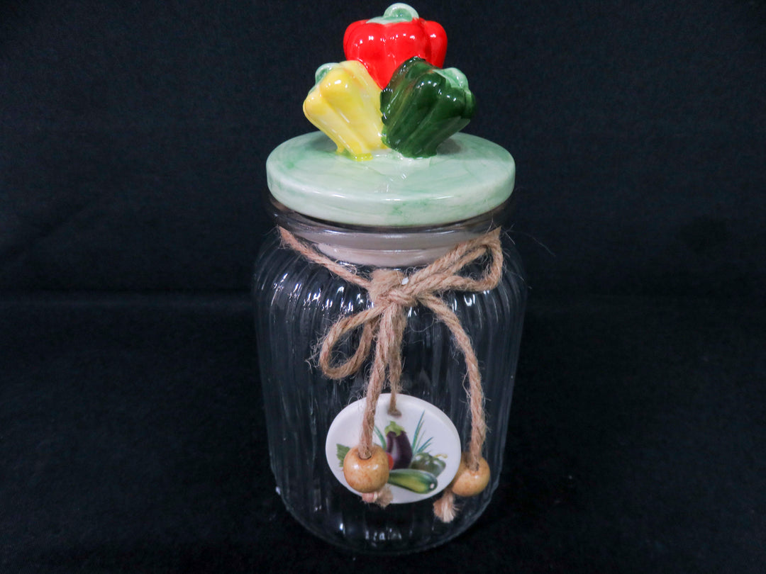 Vintage Ribbed Glass Canister Set