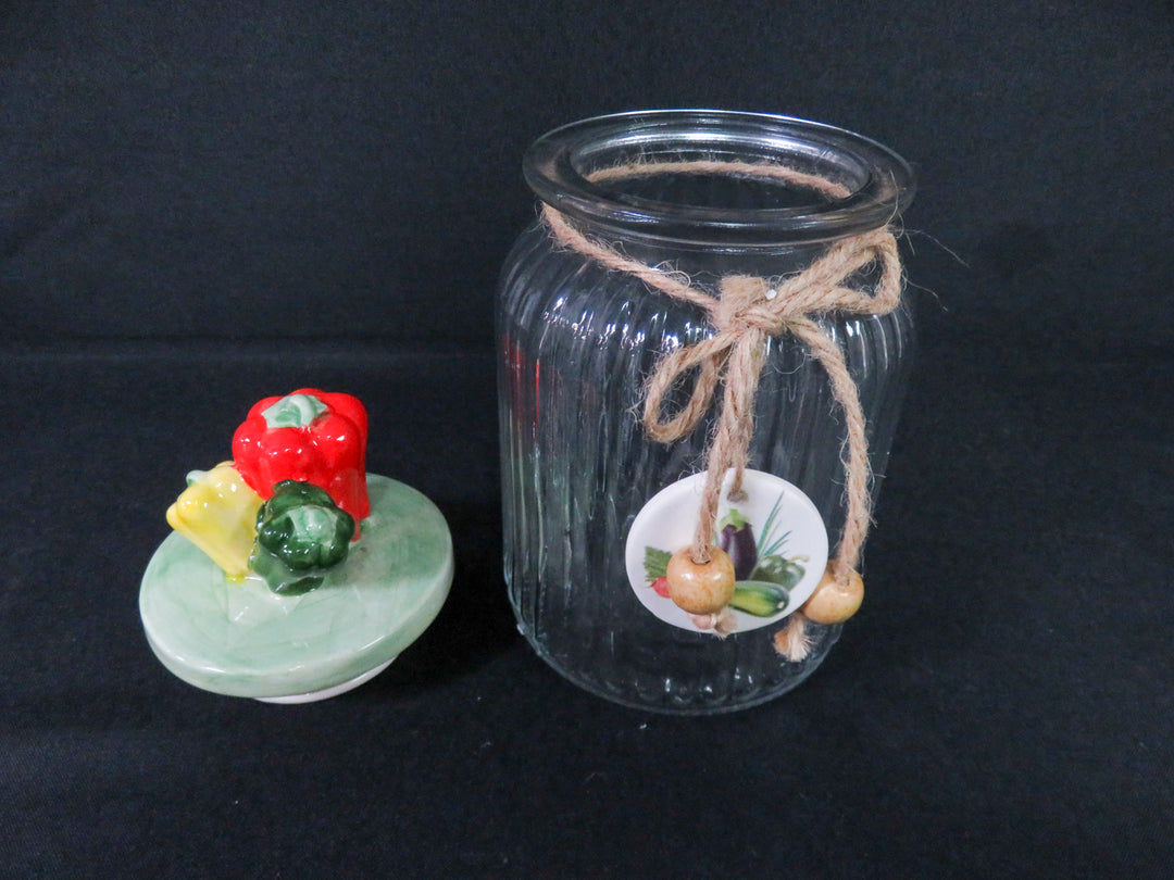 Vintage Ribbed Glass Canister Set