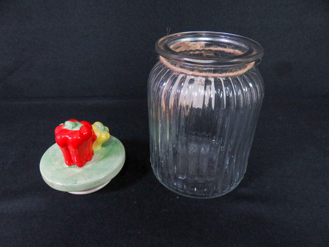 Vintage Ribbed Glass Canister Set