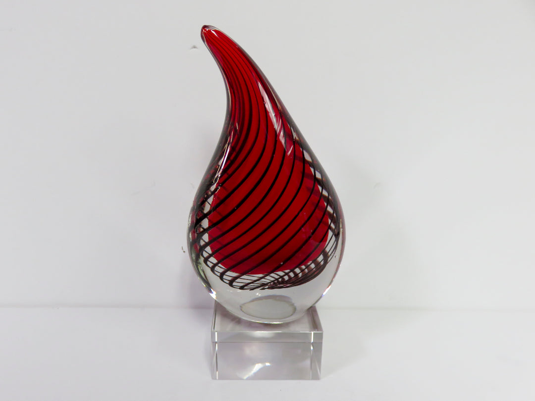 Striped Flame Art Glass Sculpture