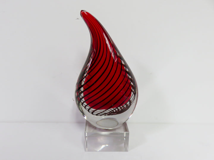 Striped Flame Art Glass Sculpture