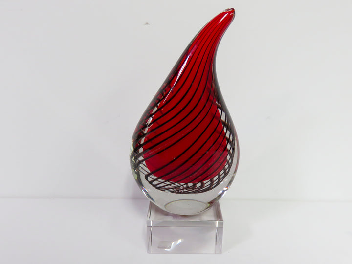 Striped Flame Art Glass Sculpture